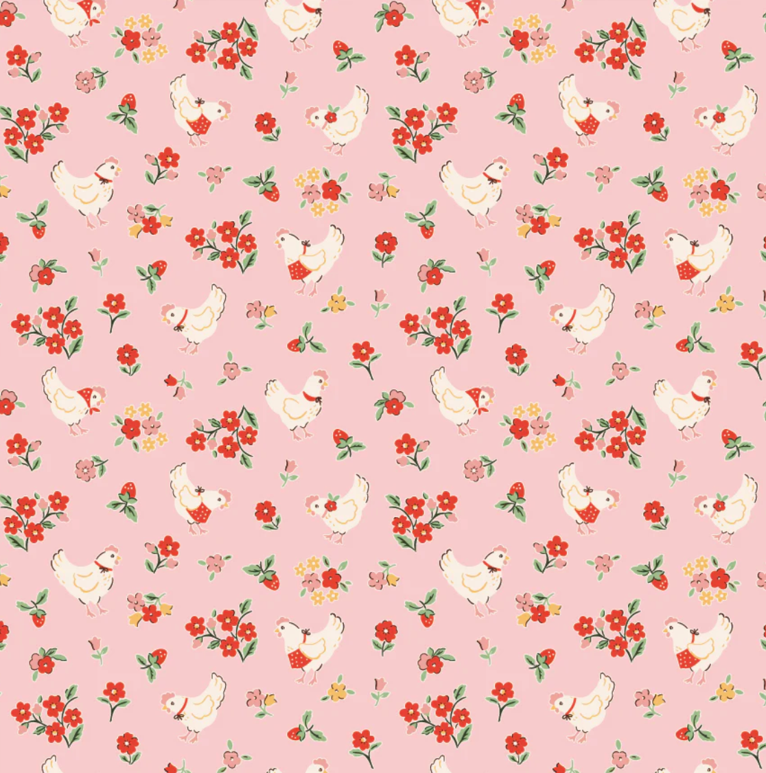 Spring Chicken Pink, Farmhouse Fancy by Poppie Cotton