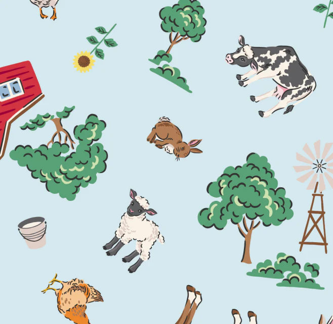 Wisconsin Best in Show - Tossed Farm Animals in Sky - Riley Blake