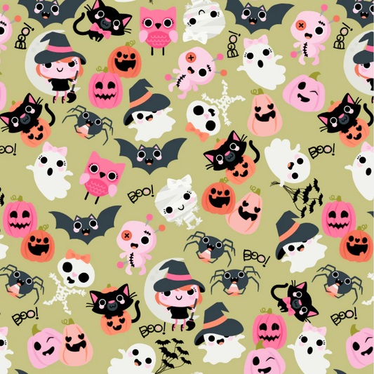 Not Scary - Boos with Bows in Green- Jill & Rani
