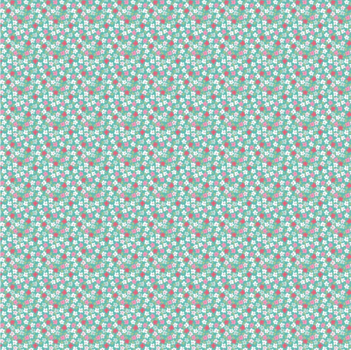 Smitten Chicken - Wild Phlox in Aqua - Lori Woods