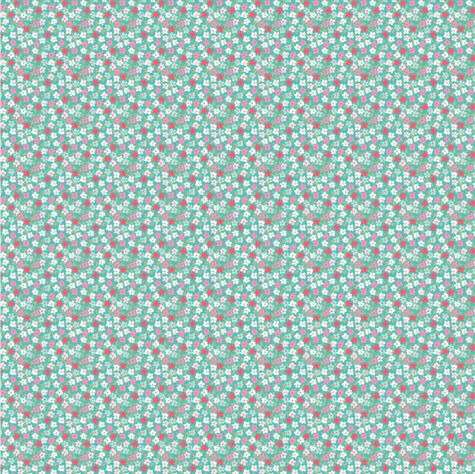 Smitten Chicken - Wild Phlox in Aqua - Lori Woods
