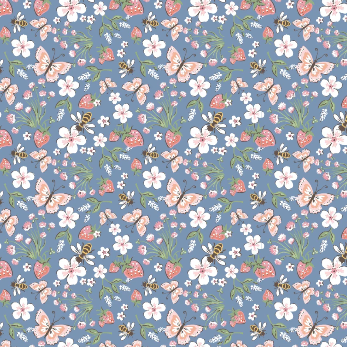 Homegrown Preserves - Honeybee Meadow in Blue - Sheri McCulley