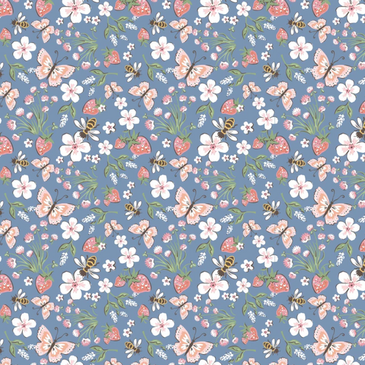 Homegrown Preserves - Honeybee Meadow in Blue - Sheri McCulley