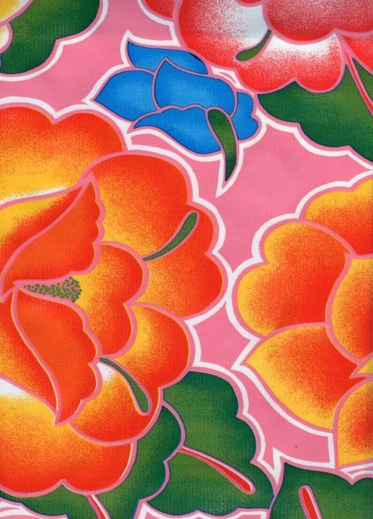 Oilcloth Yardage: Pink Tehuana  47/48" width