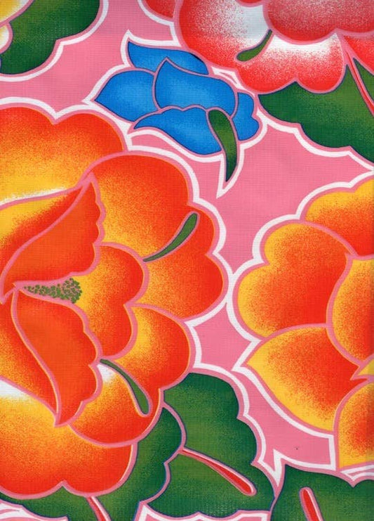 Oilcloth Yardage: Pink Tehuana  47/48" width