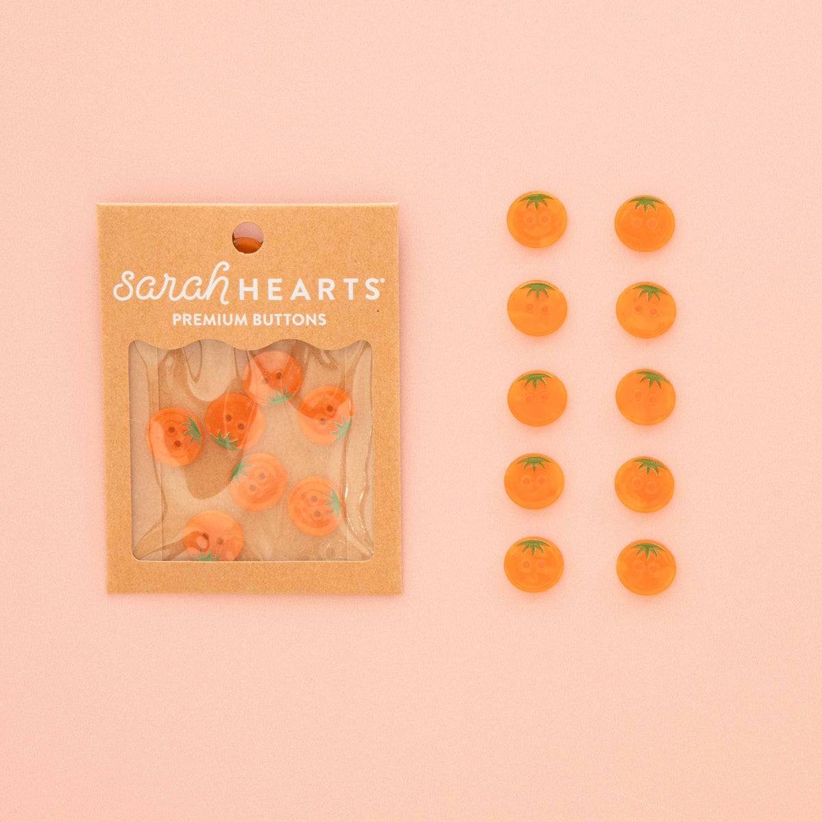 Orange Heirloom Tomato Small 5/8" Buttons - Sarah Hearts