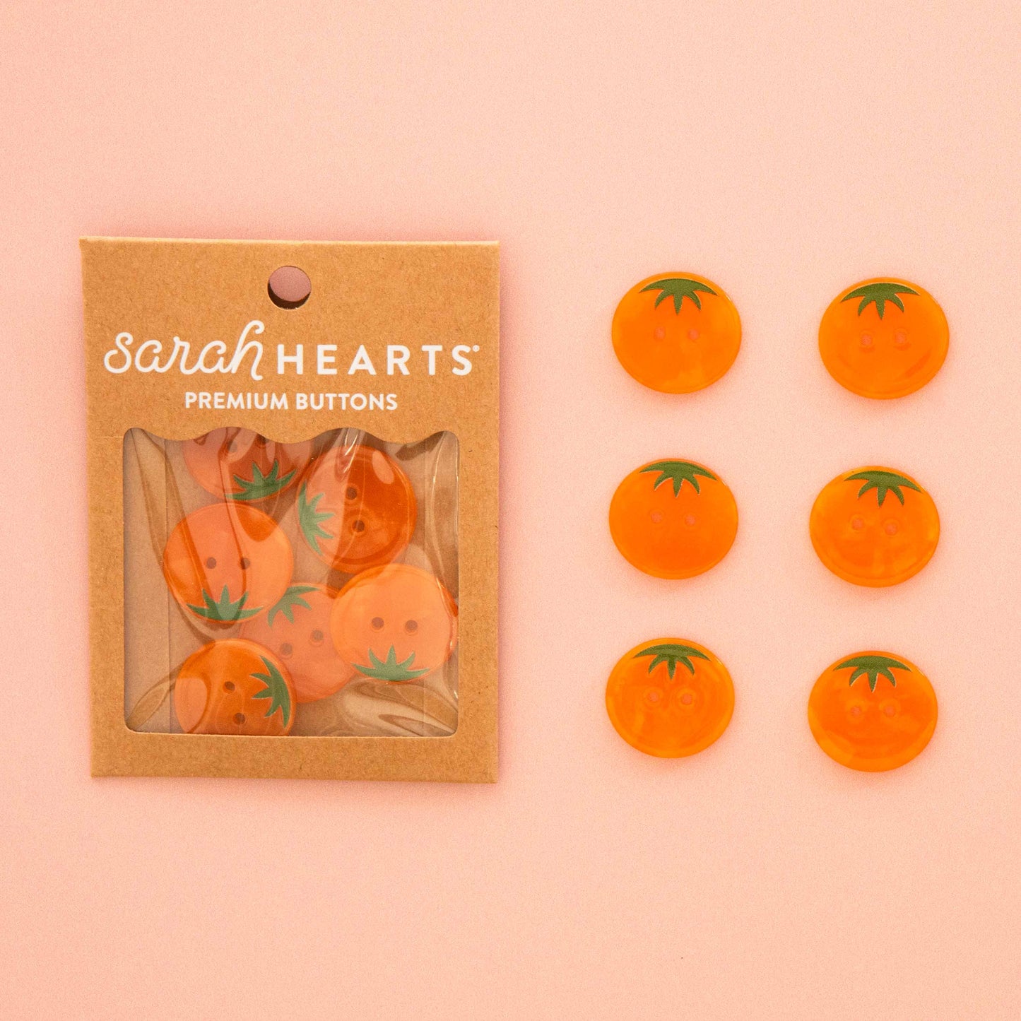 Orange Heirloom Tomato Large 1" Buttons - Sarah Hearts