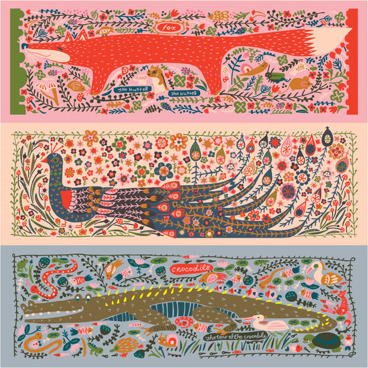 Fox | Peacock | Crocodile Whole Quilt Panel - Little House Cottons