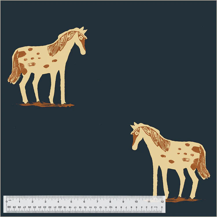 Wild Ponies in Ink: Heather Ross 108" Wide Quilt Backing