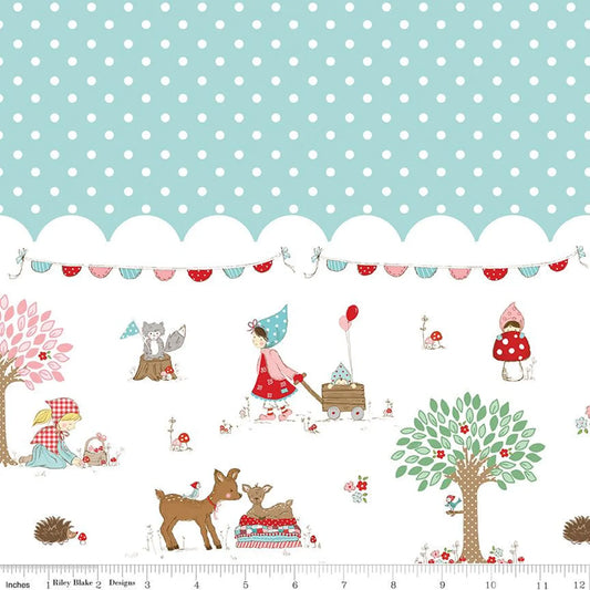 Whimsical Woodland - Border Print in Blue - Tasha Noel