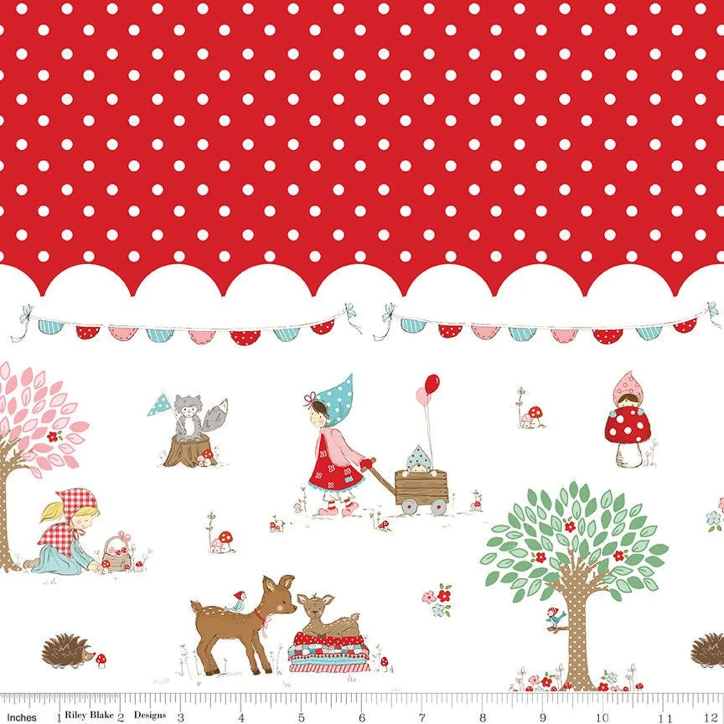 Whimsical Woodland - Border Print in Red - Tasha Noel