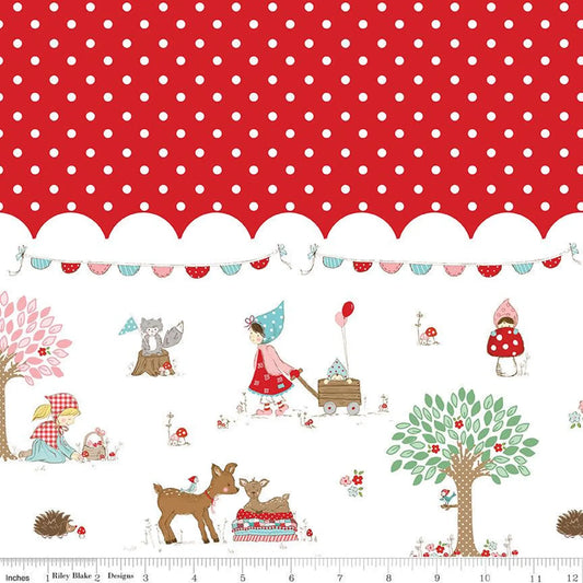 Whimsical Woodland - Border Print in Red - Tasha Noel