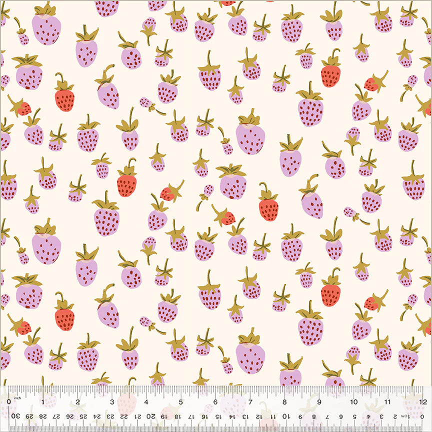 Strawberry in Lilac: Heather Ross 108" Wide Quilt Backing